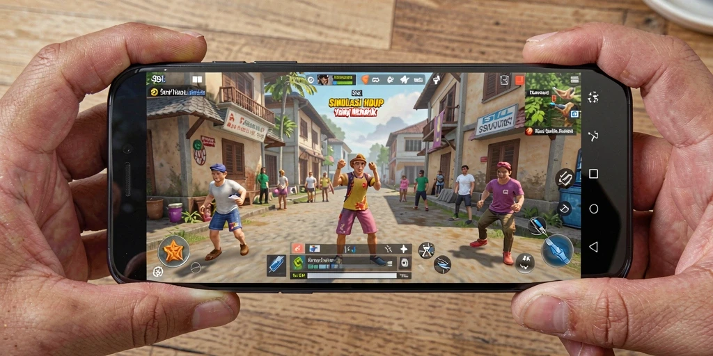 Tampilan gameplay dari 9SL yang menggambarkan kehidupan virtual.