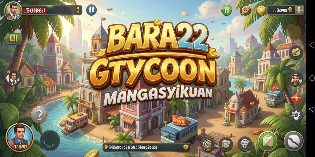 Screenshot gameplay BARA22 yang menunjukkan manajemen bisnis yang seru.