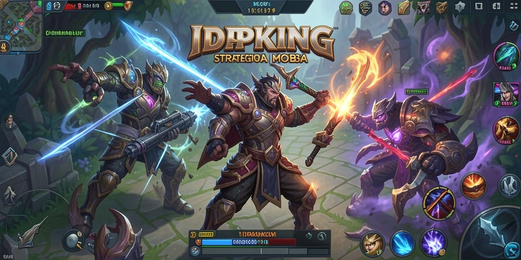 Tangkapan layar gameplay IDPKING menampilkan aksi pertempuran MOBA yang seru.