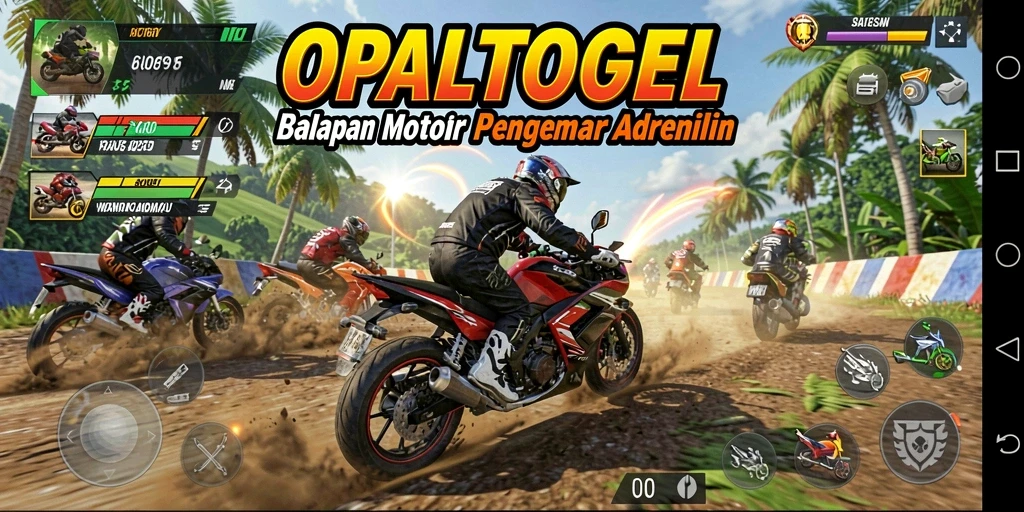 Gameplay seru OPALTOGEL dengan balapan motor penuh aksi.