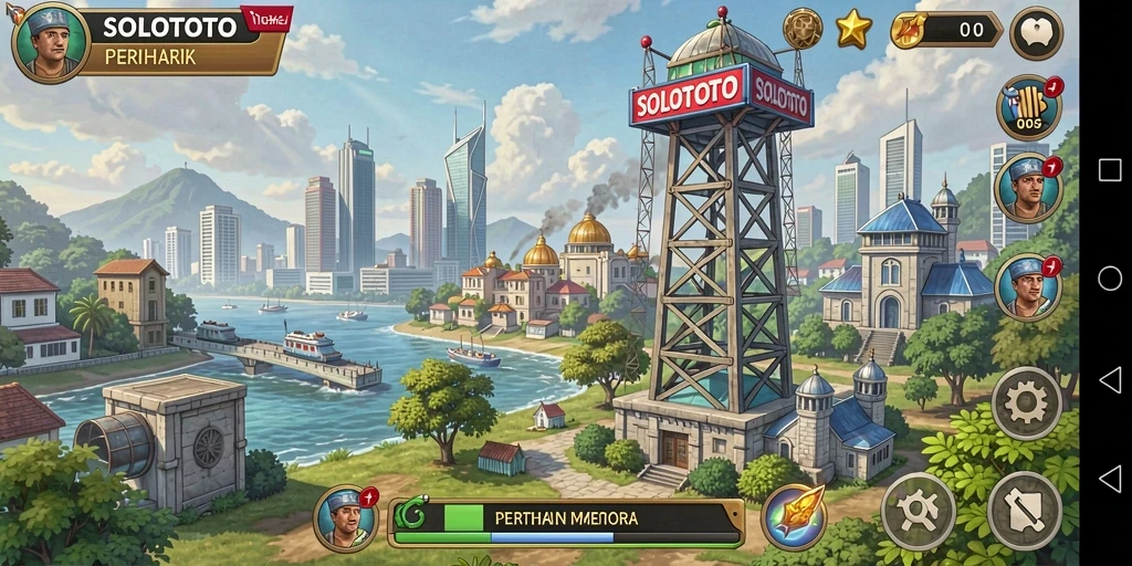 Tampilan menarik dari gameplay Tower Defense di SOLOTOTO.