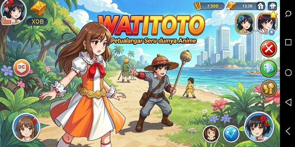 Screenshot WATITOTO menampilkan aksi seru dalam pertempuran anime.